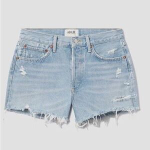 Agolde Blue Distressed Jean Shorts Vintage Style
